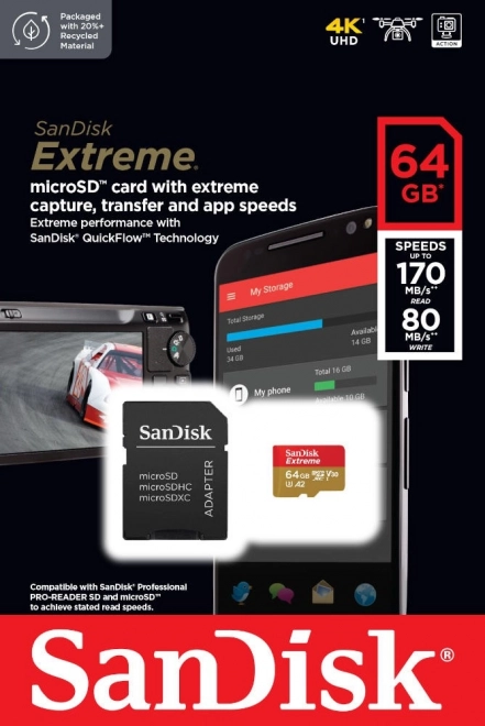SanDisk Extreme microSDXC geheugenkaart 64GB