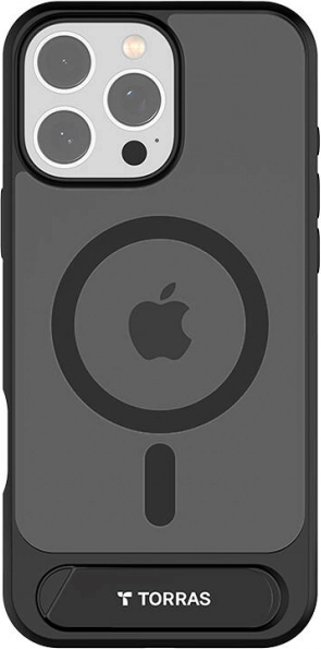 Torras Pstand-hoesje met magnetische standaard voor iPhone 16 Pro Max – zwart
