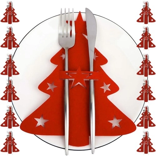 Kerstaccessoires voor bestek - boompjes Ruhhy, 12 stuks