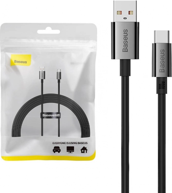 Baseus USB‑C laad- en datakabel met display 100 W, 2 m, zwart