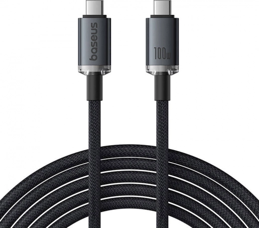 Baseus Crystal Shine USB‑C naar USB‑C kabel 100 W, 1,5 m, 20 Gb/s (zwart)