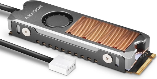 Koperen koellichaam met ventilator voor dubbelzijdige M.2 2280-SSD, hoogte 13 mm
