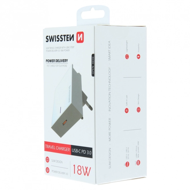 Lader met USB-C 18W Power Delivery Swissten