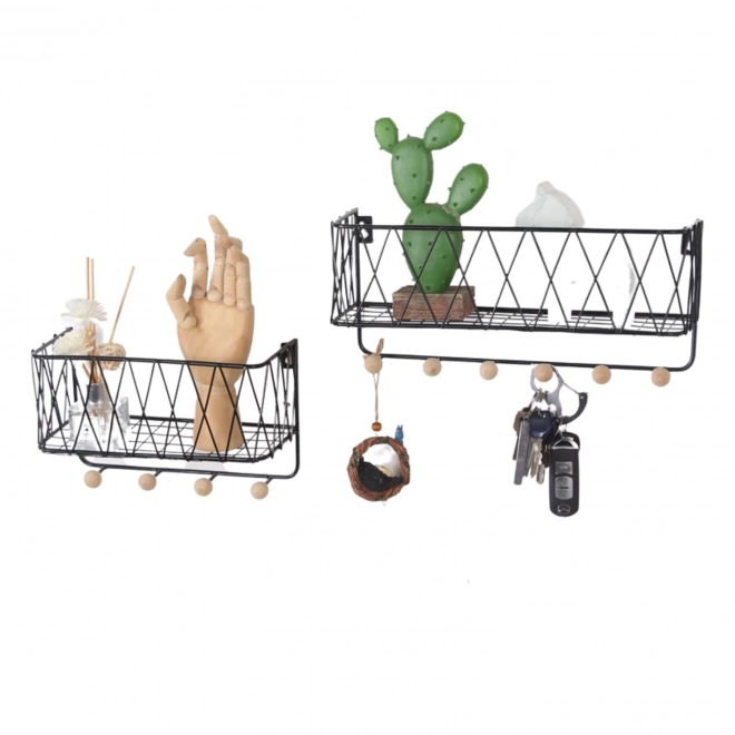 Hangende plank met haken, LOFT stijl, zwart, 25,5 cm