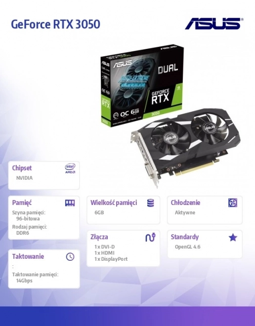 Grafische kaart ASUS GeForce RTX 3050 Dual OC 6GB GDDR6