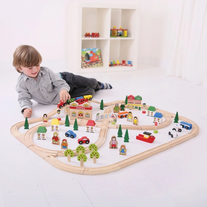 Bigjigs Rail Houten Treinset stad en dorp 101 stukken