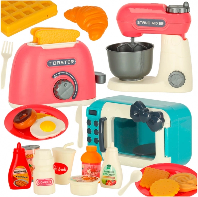 Kinderkeukenset met magnetron, broodrooster en mixer