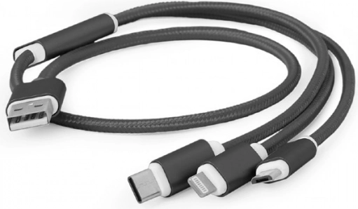 USB oplaadkabel 3-in-1, 1 m, zwart