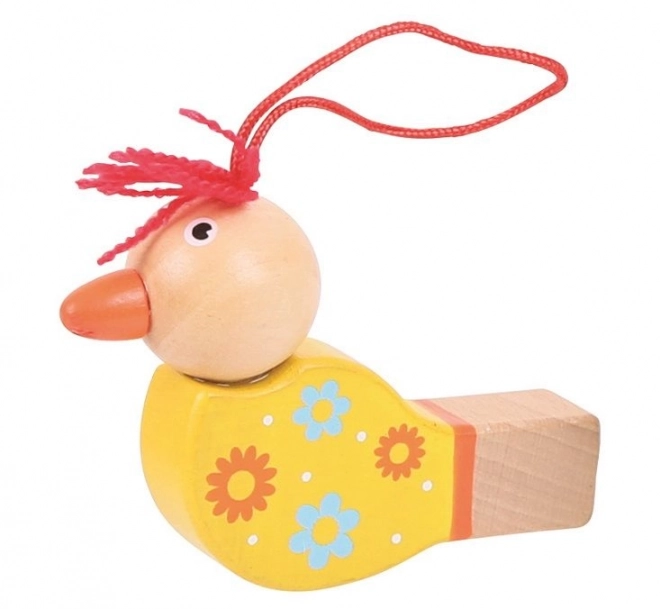 Houten fluit vogeltje 1st geel