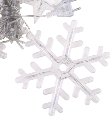 Kerst LED-verlichting sneeuwvlokken en sterren gordijn 138LED