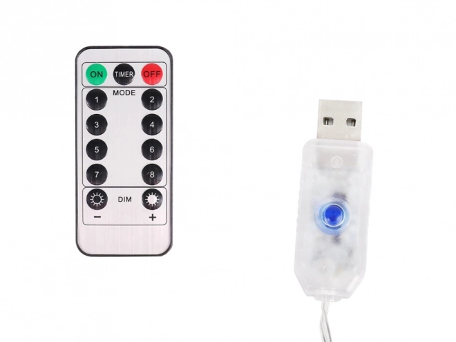 Kleurige lichtgordijn met sterren op USB