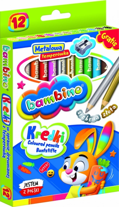 Kleurenpotloden met slijper Bambino - 12 stuks