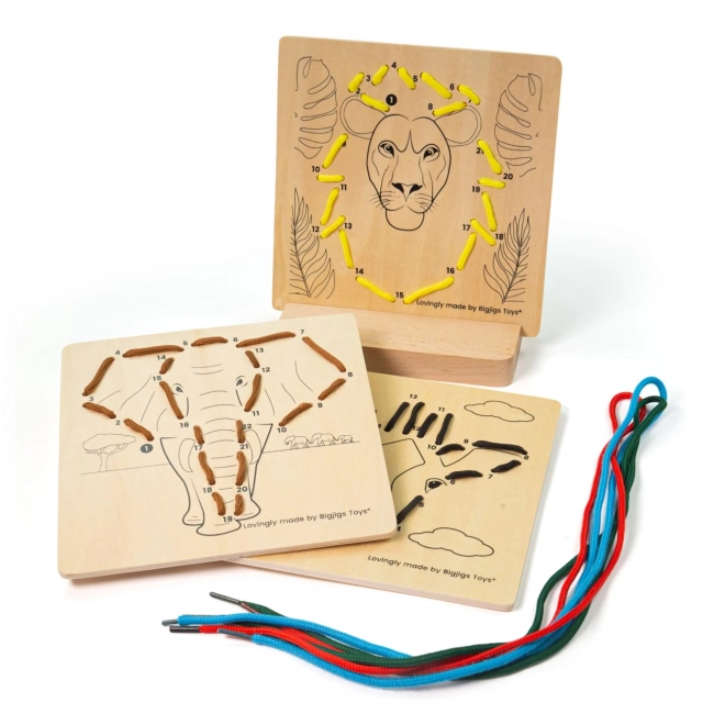 Bigjigs Toys Rijgen volgens nummers Wilde Dieren