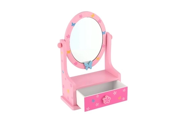Houten sieradendoos met spiegel voor kleine prinsessen