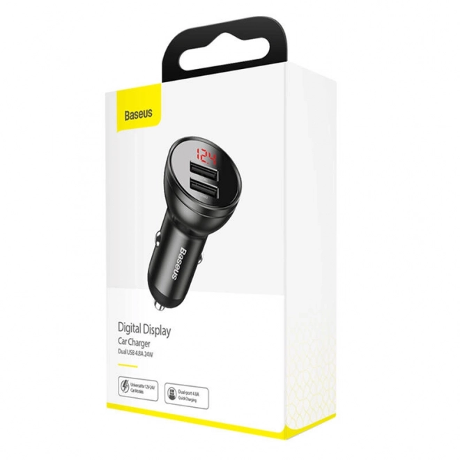 Autolader Baseus met display 2x USB