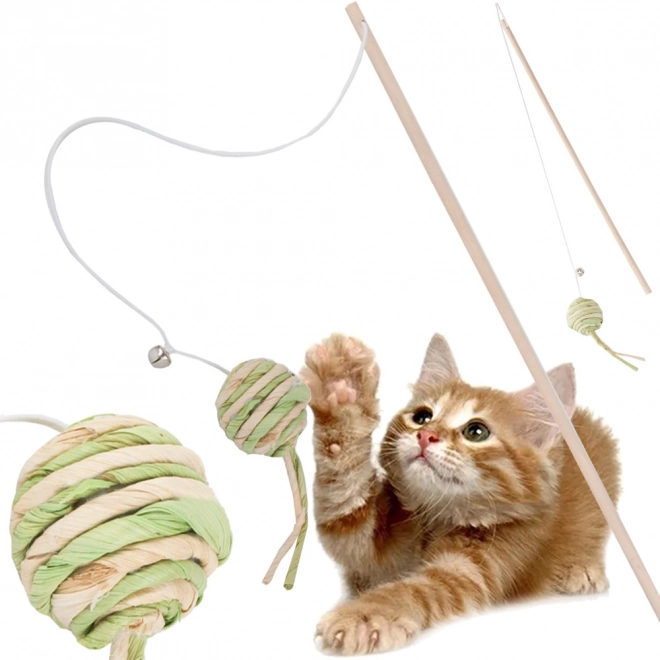 Kattenspeeltje vissershengel met rammelbal