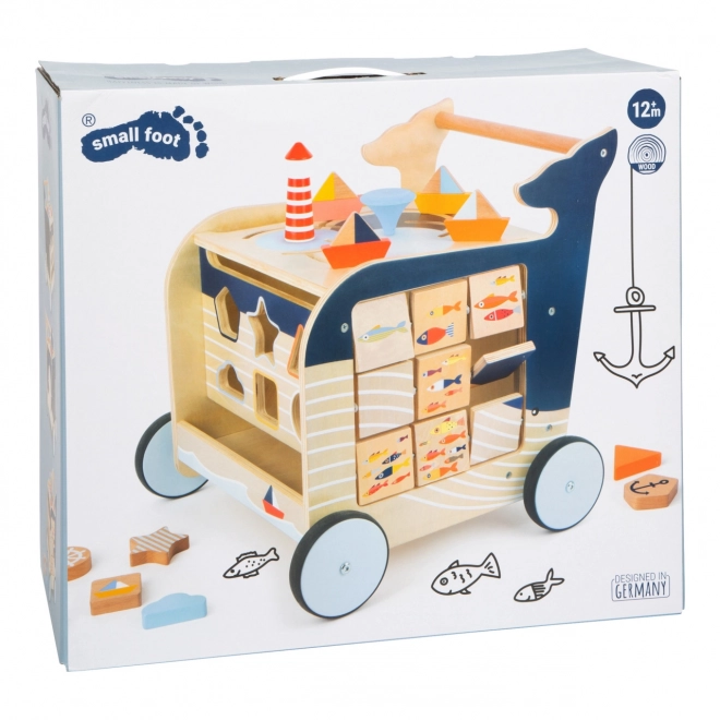 Houten loopwagen in de vorm van een walvis Small Foot