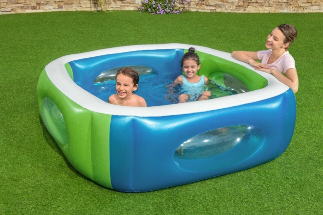 Opblaasbaar zwembad met vensters voor kinderen - 168 cm x 168 cm x 56 cm