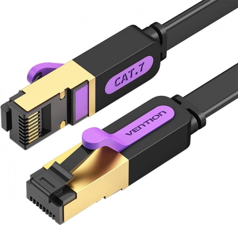 Vlakke UTP-netwerkkabel CAT7 Vention ICABJ RJ45 Ethernet 10Gbps 5m zwart