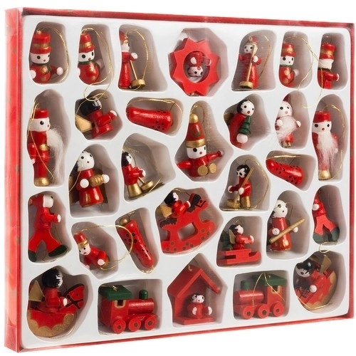 Houten versieringen / kerstboomdecoraties 30 stuks