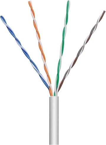 Installatiekabel U/UTP Cat5e, 4 paren, 100% koper, 305 m, grijs