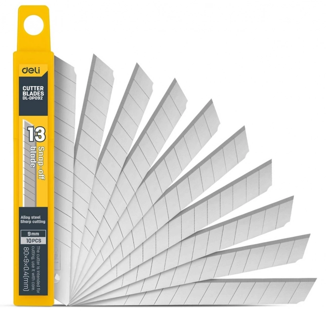 Mes 9 mm 10 stuks meskop Deli Tools EDL-DP092 (zilver)