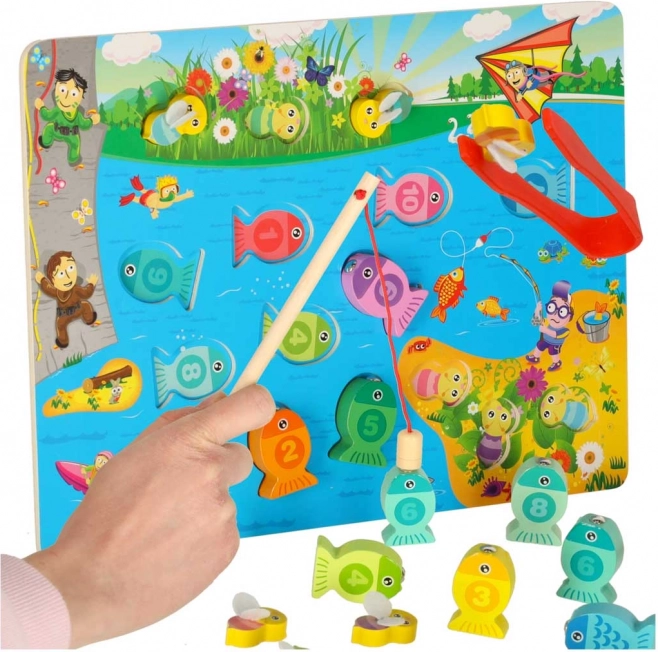 Houten magnetisch spel vissen en bijtjes montessori 3-in-1