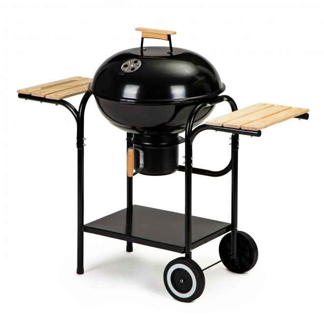 Tuinbarbecue op houtskool met deksel en planken, rooster en aslade