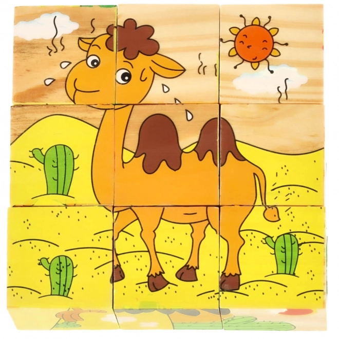 Houten educatieve puzzel Safari 3D 6v1