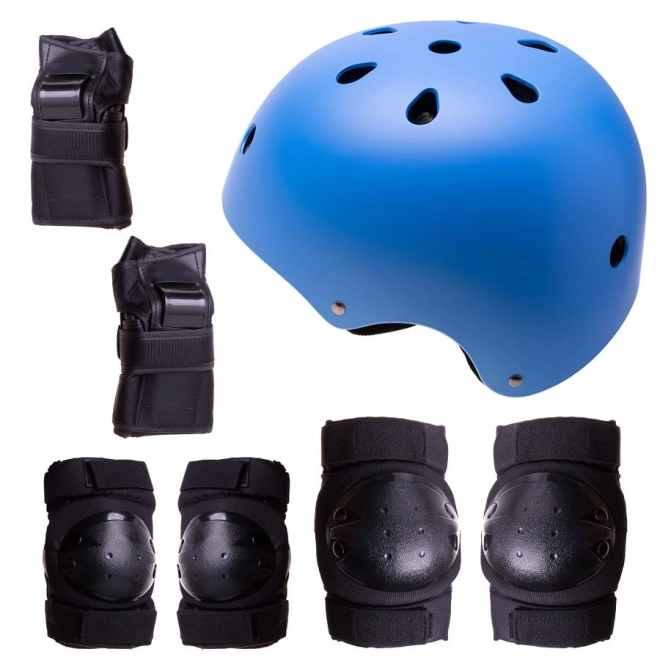 Helm + bescherming voor het rijden op rolschaatsen, skateboard, fiets - blauw en zwart, maat M