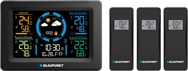 Weerstation met 3 draadloze sensoren BLAUPUNKT WS40BK