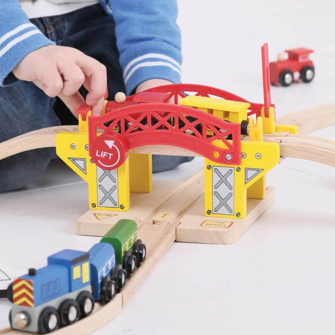 Houten beweegbare brug voor treinbaan