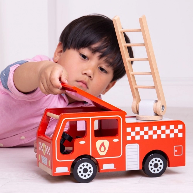 Houten brandweerauto voor kinderen