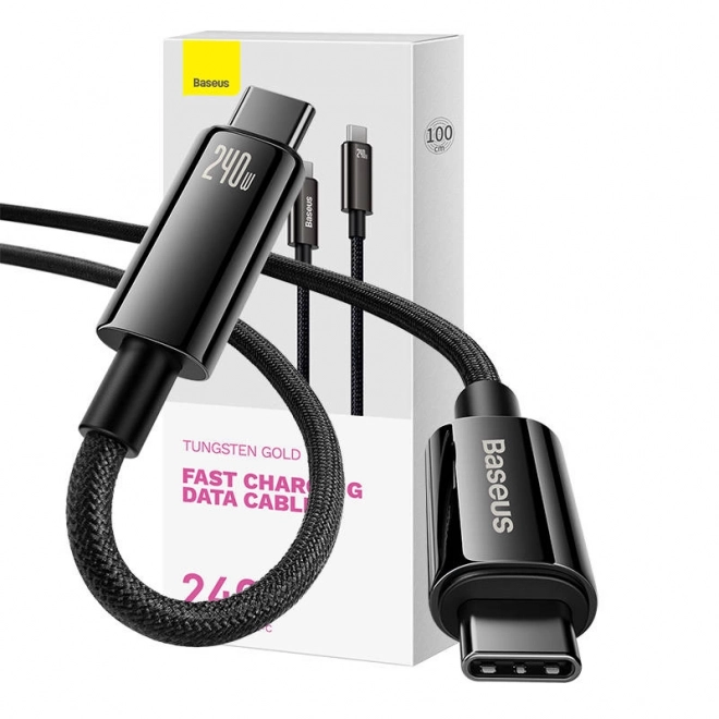 Kabel USB-C naar USB-C Baseus Tungsten Gold 240W 1 m (zwart)