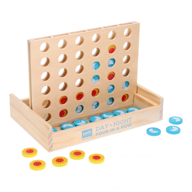 Houten spel Vier op een rij dag en nacht