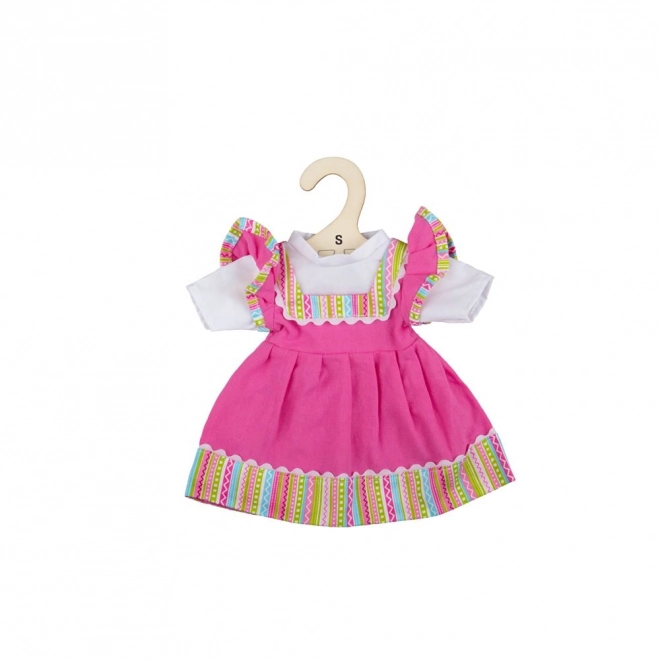 Bigjigs Toys Roza jurk met gestreepte zoom voor pop – 28 cm