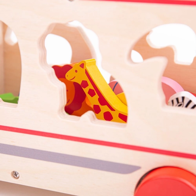 Bigjigs Toys Houten auto met safari-dieren