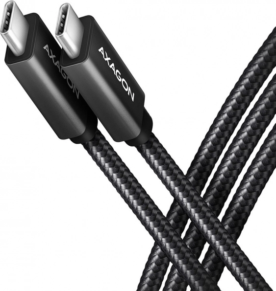 AXAGON USB‑C – USB‑C kabel 3.2 Gen 2, 1 m, PD 100 W, 5 A, 4K, aluminium, gevlochten, zwart