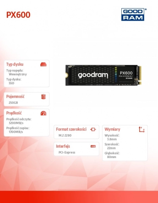 SSD Schijf Goodram PX600 250GB M.2 PCIe 4x4 NVMe 2280