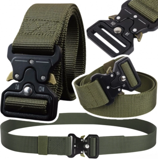 Tactische nylonriem met snelontgrendelbare gesp 120 × 3,8 cm – groen