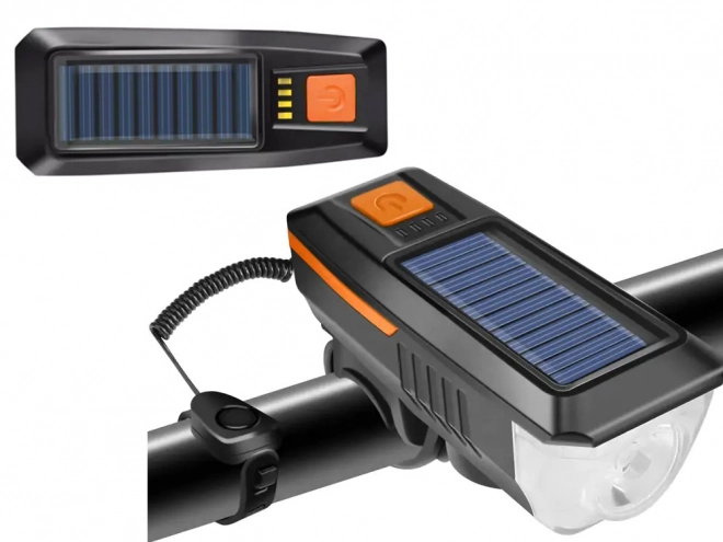 Voorlicht met LED voor fiets met zonne-oplaadfunctie en toeter
