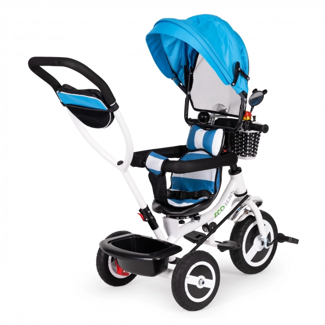 Driewieler, wielwagen, draaibaar blauw dak