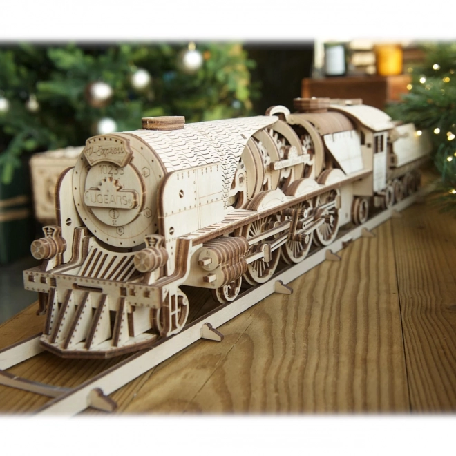 Ugears 3D puzzel - Locomotief V-express met wagon 538 delen