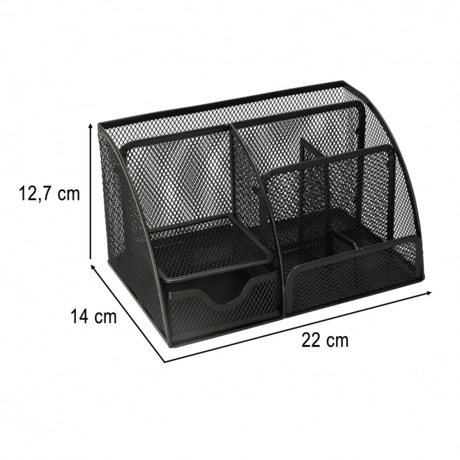 Metalen bureau-organizer met 7 vakken – zwart