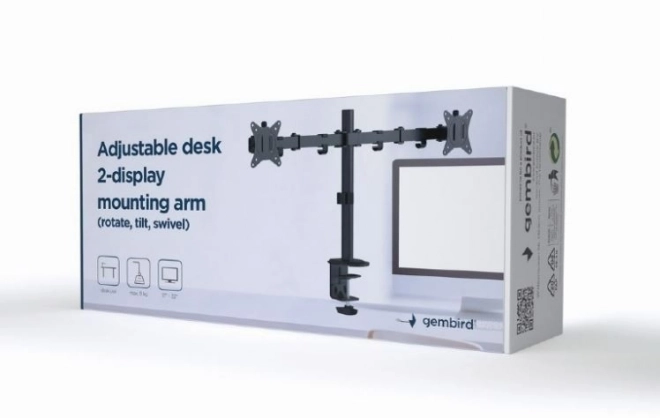 Tafel verstelbare arm voor twee monitoren, maximaal 32 inch, 9 kg