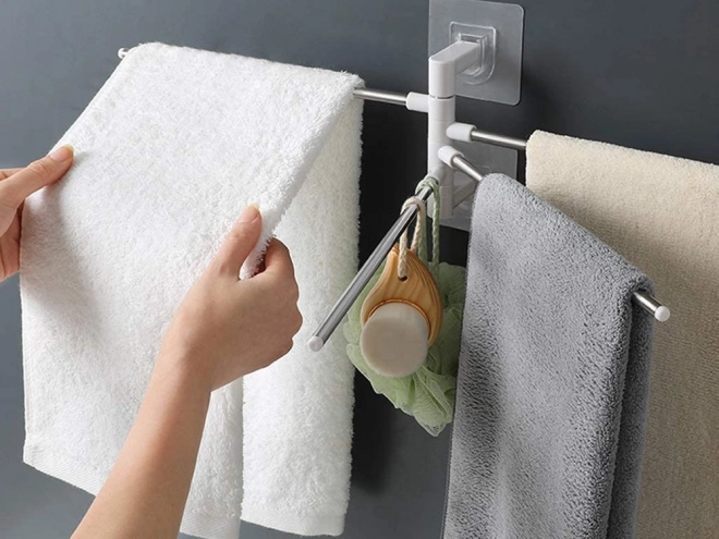 Handdoekenrek voor de badkamer met draaibare handgreep