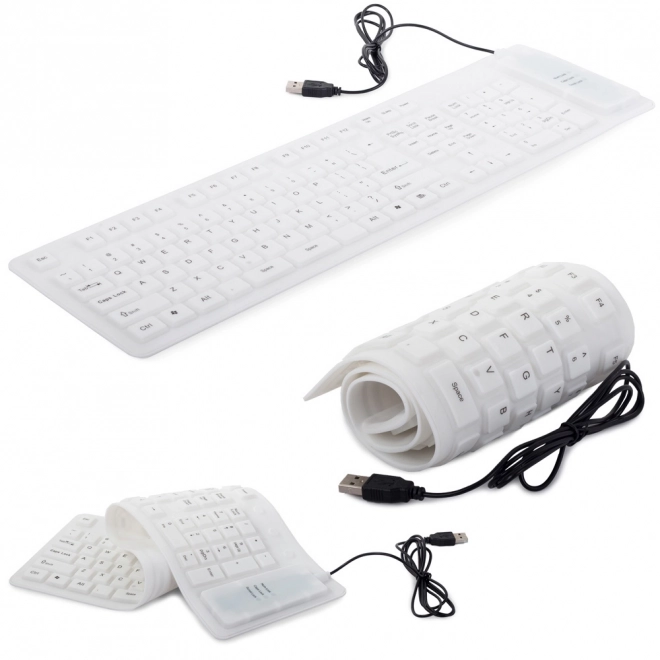 Witte siliconen flexibele USB-toetsenbord