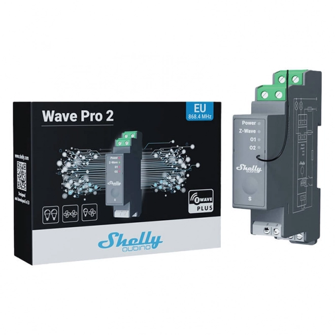 Shelly Qubino Pro tweekanaals relais op DIN-rail
