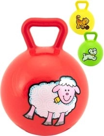 Rubberen balletje met handvat en rammelaar Mijn eerste diertjes - 10 cm