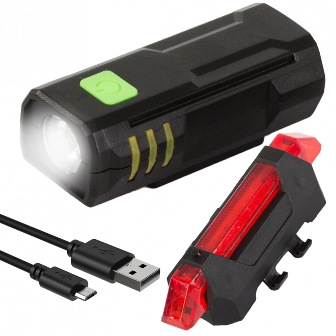 Set van USB-lampen voor fiets voor- en achterzijde
